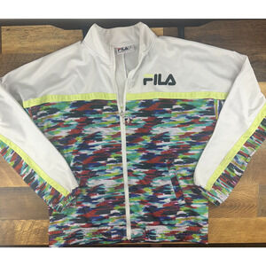 Fila Mens Size XXL Colorful Track Full Zip Jacket‎ White